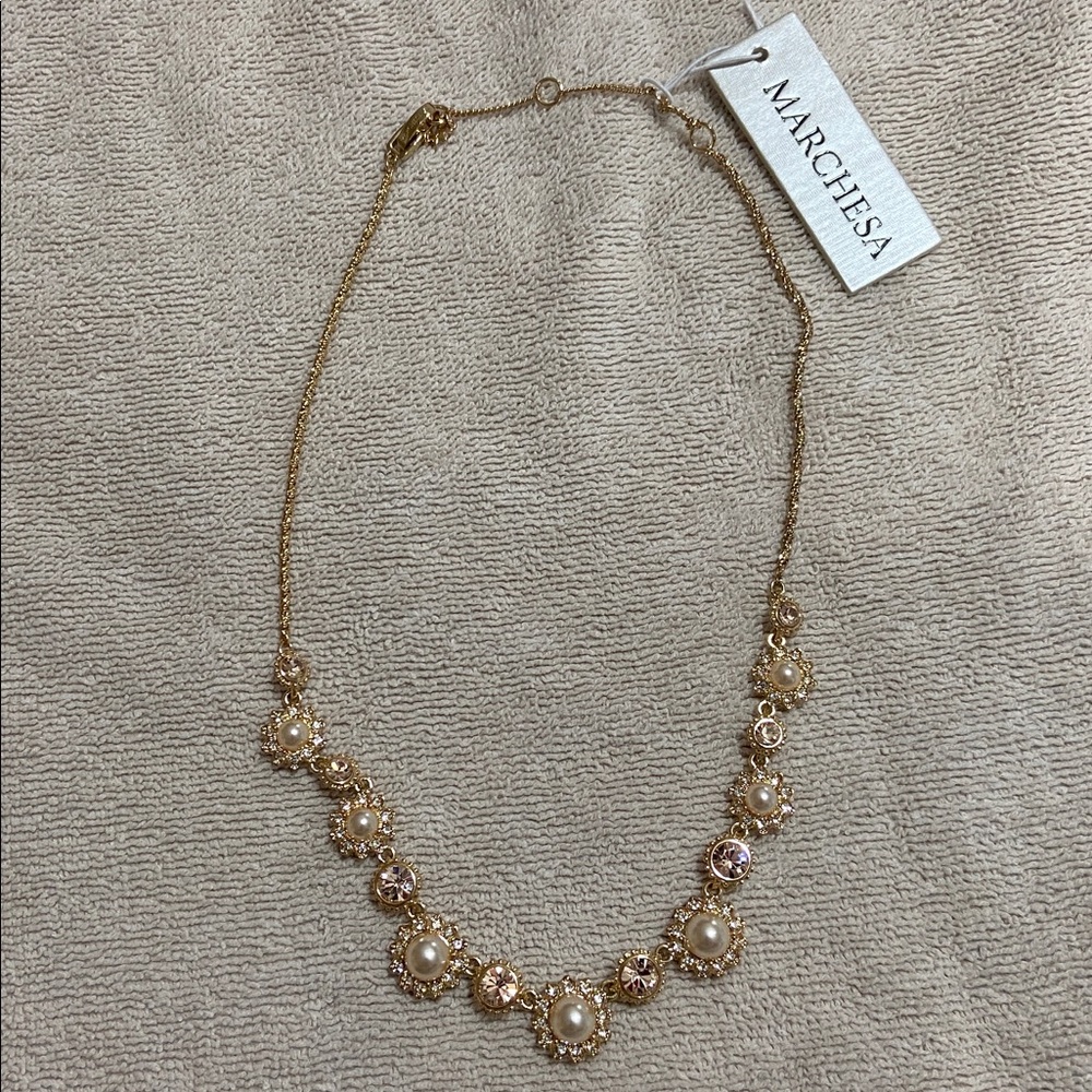 Marchesa Gold Necklace with Pearl Accents